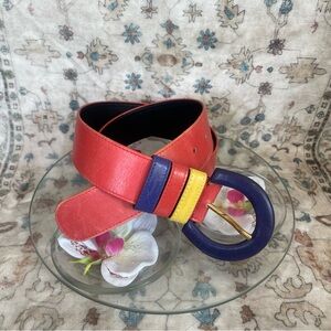 Escada Multicolor Vintage Belt with Circular Buckle